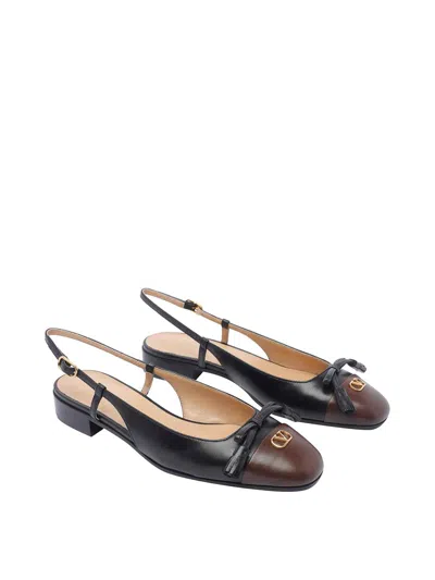 Valentino Valet Du Roi Leather Slingback Ballerina Flat In Black