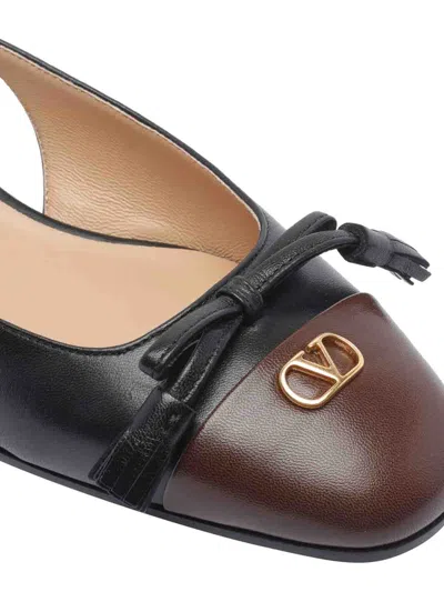 Valentino Valet Du Roi Leather Slingback Ballerina Flat In Black