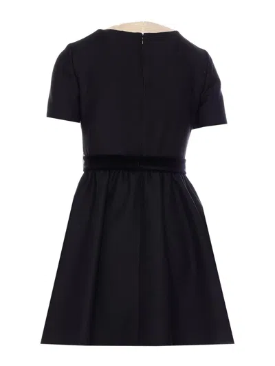 Valentino Double-bow Mini Dress In Wool In Black