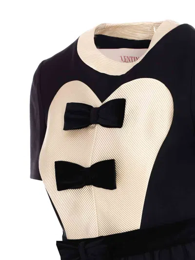 Valentino Double-bow Mini Dress In Wool In Black