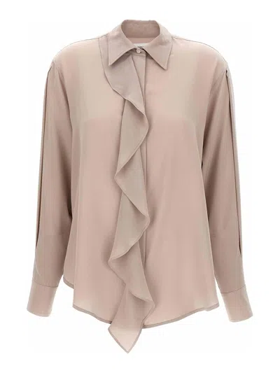 Victoria Beckham Purple Asymmetric Ruffle Blouse In Neutral