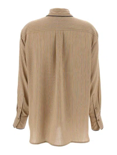 Victoria Beckham Piping Detail Pyjama Shirt And Blouse Brown In Brown