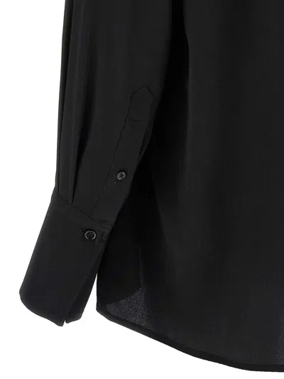 Victoria Beckham Gather Detail Tie Blouse With Gathered Shoulders In Black