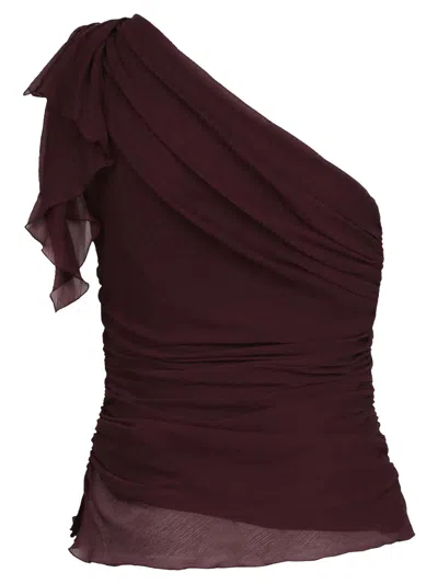 Victoria Beckham Drapped Monospallalas In Burgundy