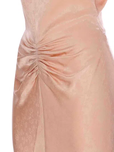Victoria Beckham Light Pink Damask Dress With Gathering In Pink