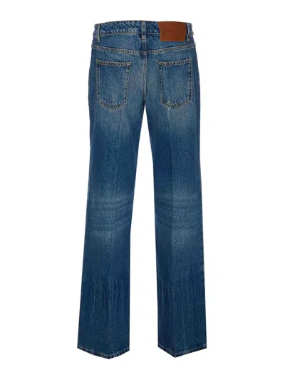 Victoria Beckham Regular Fit Trousers With 5 Pockets And Contrast Stitching In Blue