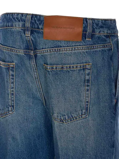 Victoria Beckham Regular Fit Trousers With 5 Pockets And Contrast Stitching In Blue