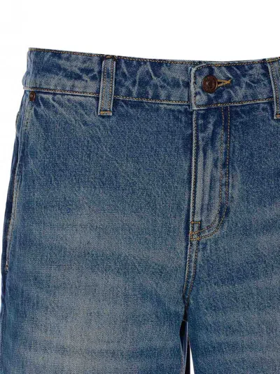 Victoria Beckham Regular Fit Trousers With 5 Pockets And Contrast Stitching In Blue