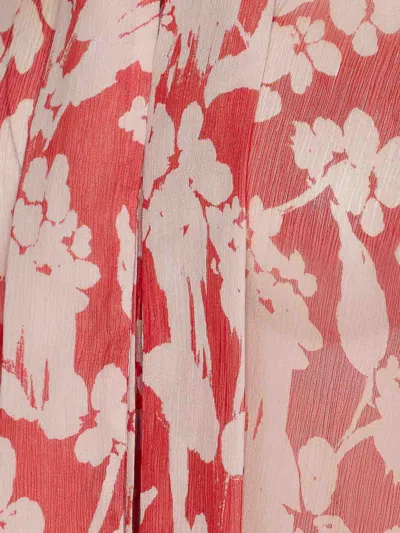 Victoria Beckham Draped Floral Sheer Long Sleeve Top In Pink