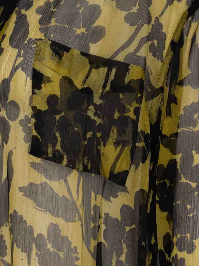 Victoria Beckham Floral Pattern Pyjama Shirt With Chest Pocket In Green