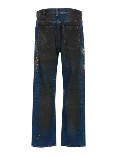 Vivienne Westwood Straight Leg Painted Jeans With Paint Splatter In Blue