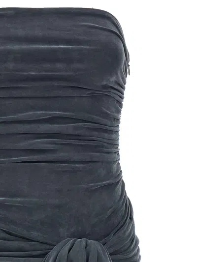 Alexander Wang Vintage Effect Stretch Jumpsuit With Knot Detail In Gray