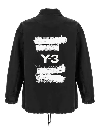 Y-3 Cotton Blend Gfx Coach Jacket In Black