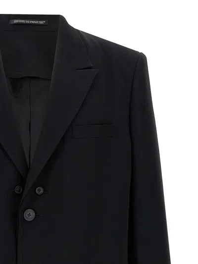Yohji Yamamoto Asymmetrical Blazer Longline Notched Lapels In Black