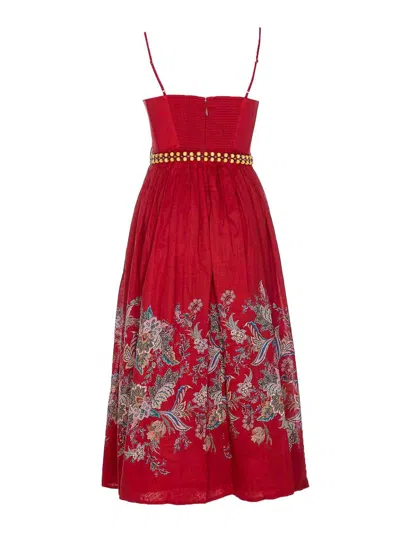 Zimmermann Rhiannon Belted Paisley-print Cotton-voile Midi Dress In Red