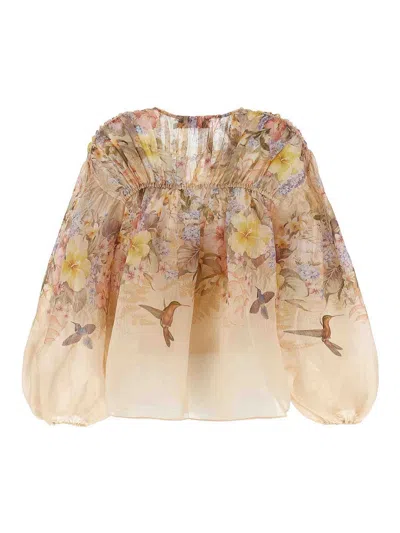 Zimmermann Illuminate Drawn Shirt And Blouse Pink In Nude