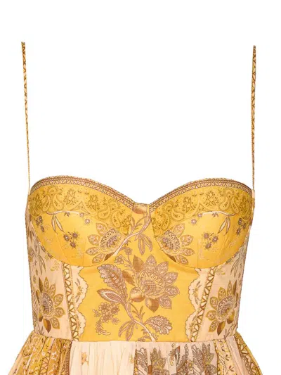 Zimmermann Womens Mustard Bandana Lucky Corset Cotton Midi Dress Xl In Yellow
