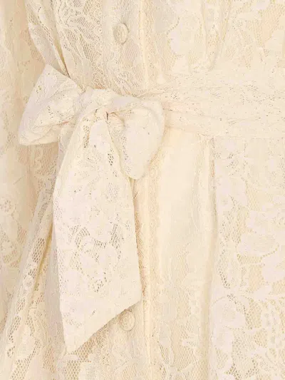 Zimmermann Waist Belt Lace Detail Mini Dress In Neutral