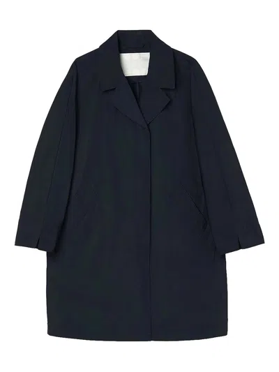 Oof Wear Concealed Lapel-collar Trench Coat In Black