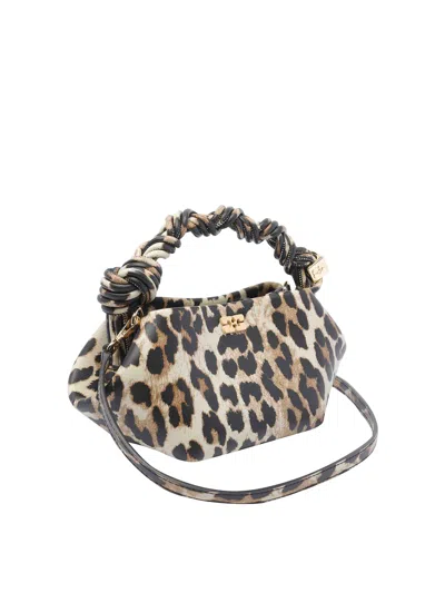 Ganni Brown Mini Leopard Bou Handbag