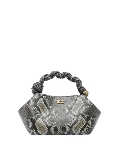 Ganni Women Small Bou Snake Handbag In Gray