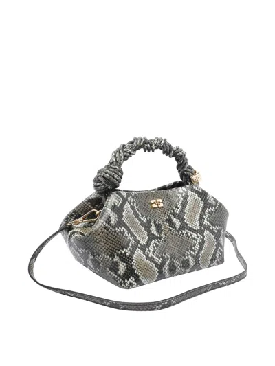 Ganni Women Small Bou Snake Handbag In Gray