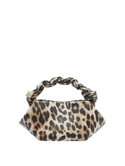 Ganni Brown Mini Leopard Bou Handbag
