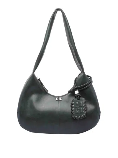 Ganni Medium Hobo Bou Bag In Black