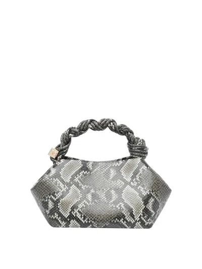 Ganni Women Small Bou Snake Handbag In Gray