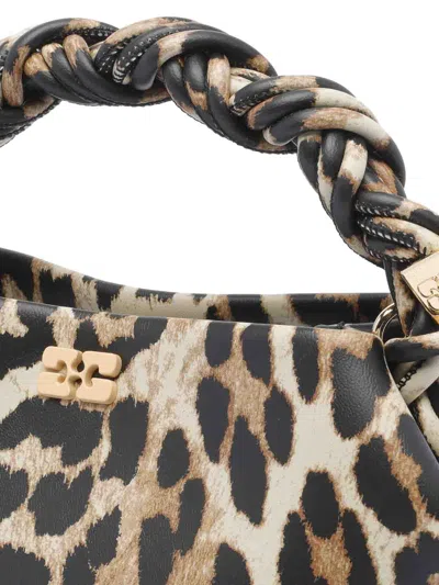 Ganni Brown Mini Leopard Bou Handbag