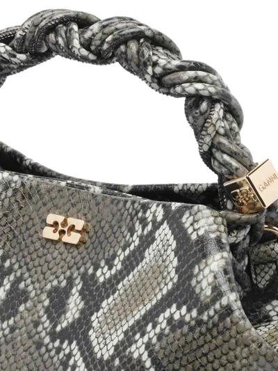 Ganni Women Small Bou Snake Handbag In Gray