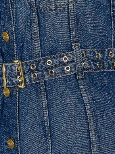 Ganni Denim Light Denim Belt Dress In Blue
