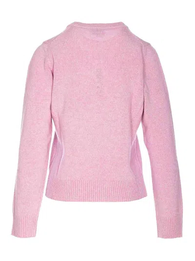 Ganni Womens Chalk Pink Poodle Logo-motif Wool-blend Knit Jumper Xs In Pink