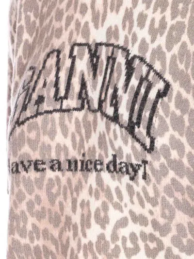 Ganni Women Leopard Wool Mix T-shirt
