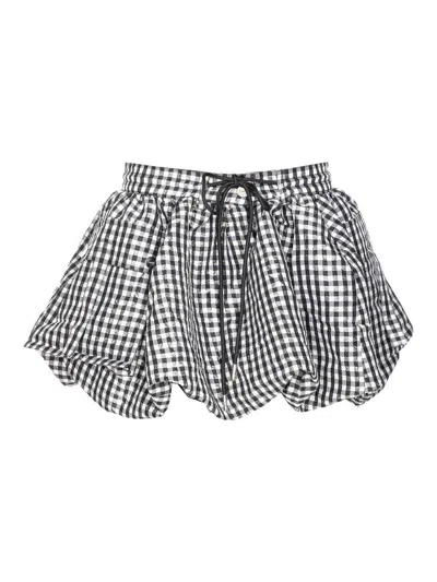 Ganni Vichy Pattern Balloon Miniskirt In Multi