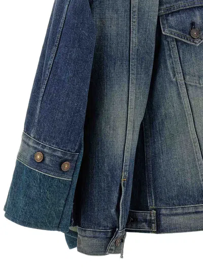 Junya Watanabe Double-layer Faded Denim Jacket With Chest Pockets