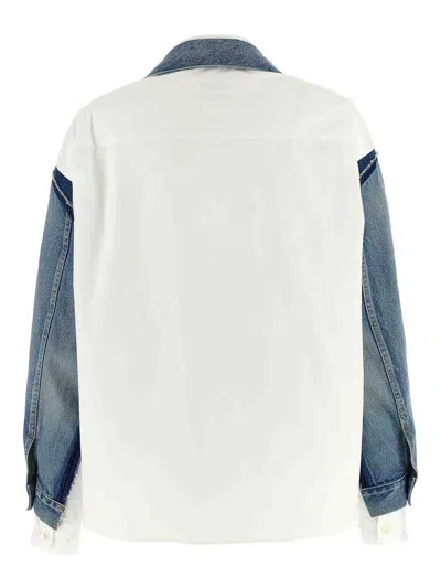 Junya Watanabe Double-layer Denim Front Shirt Jacket In Blue