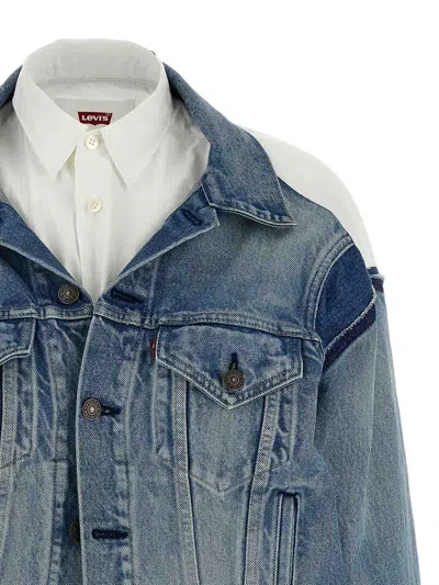Junya Watanabe Double-layer Denim Front Shirt Jacket In Blue