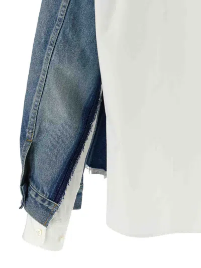 Junya Watanabe Double-layer Denim Front Shirt Jacket In Blue