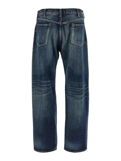 Junya Watanabe Stonewashed Denim Jeans With Textured Finish In Blue