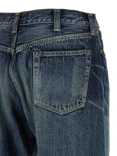 Junya Watanabe Stonewashed Denim Jeans With Textured Finish In Blue