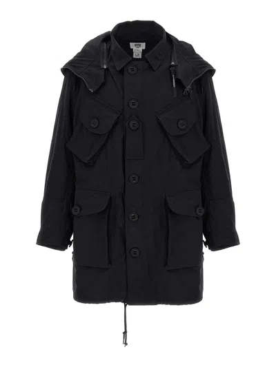 Junya Watanabe Men's Nylon Parka Coat In Black