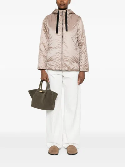 Max Mara The Cube Green Padded Nylon Jacket In Neutral