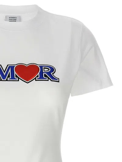 Vetements Love Crew Neck Embroidered Graphic Print T-shirt In White