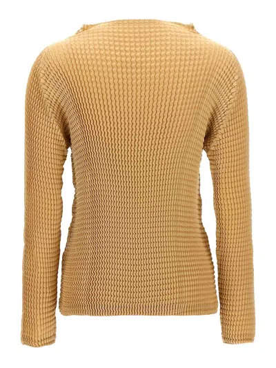 Issey Miyake Suede Like Pleats Shirt And Blouse Beige In Brown
