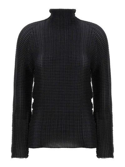 Issey Miyake Black Wooly Pleats Blouse In Black