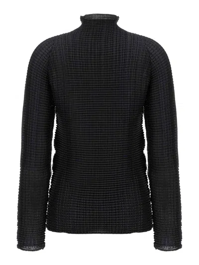 Issey Miyake Black Wooly Pleats Blouse In Black