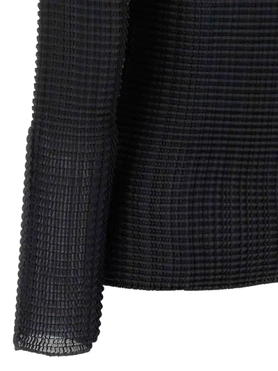 Issey Miyake Black Wooly Pleats Blouse In Black