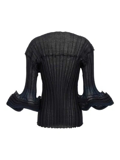 Issey Miyake Blue Asagao Top In Black