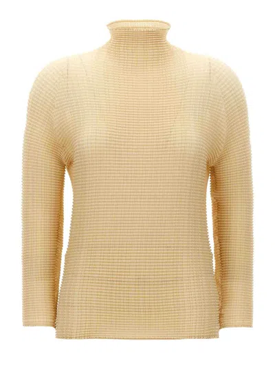 Issey Miyake Womens 40-light Beige Pleated High-neck Woven Top